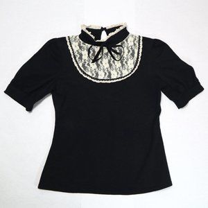 Spin Doctor Victorian Steampunk Cotton and Lace High Neck Blouse - Large